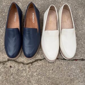 Vionic Women's Navy and Cream Loafers